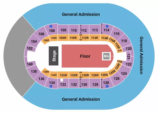 seating chart for North Charleston Coliseum - Endstage GA Floor & Upper Bowl - eventticketscenter.com